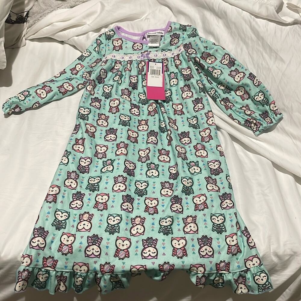 Komar kids xs 4/5 flannel full length ruffled hemline nightgown old fashion nwt